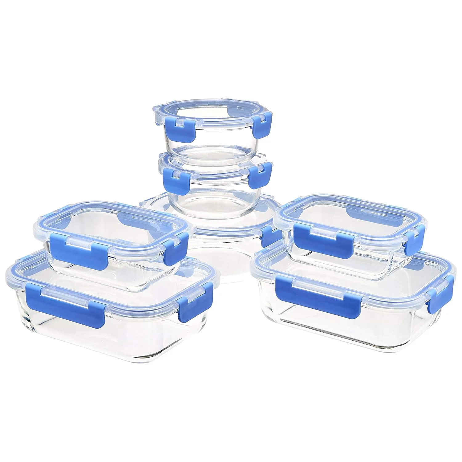 Amazon Basics Glass Food Storage Containers with Locking Lids (14-Piece Set)