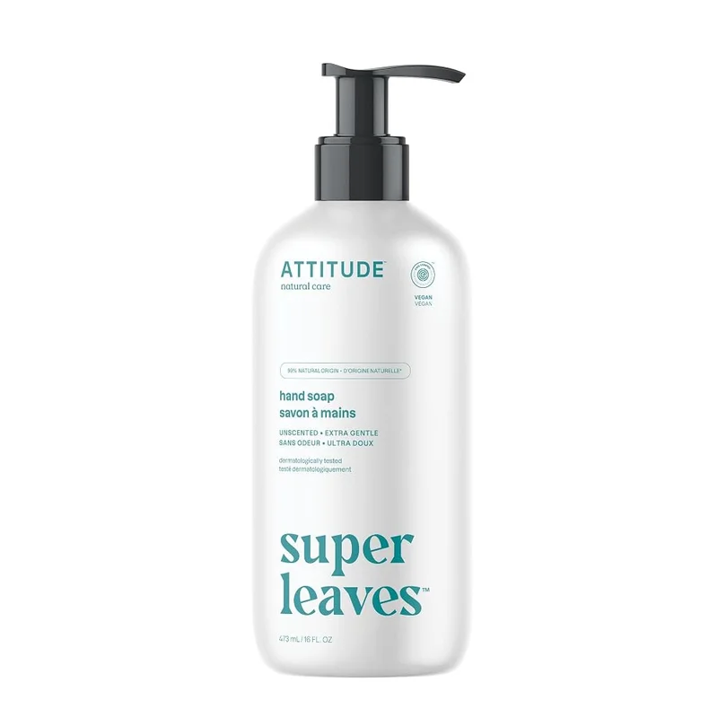ATTITUDE Liquid Hand Soap, EWG Verified, Plant & Mineral-Based, Unscented, 16 Fl Oz