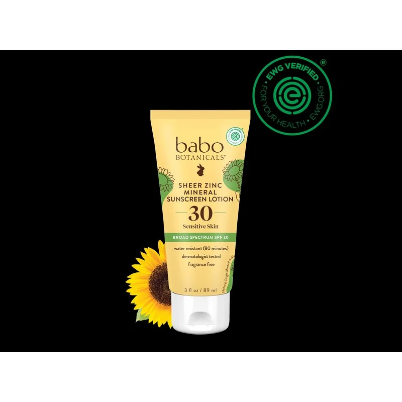 Babo Botanicals Sheer Zinc Mineral Sunscreen Lotion SPF 30 (EWG Verified)