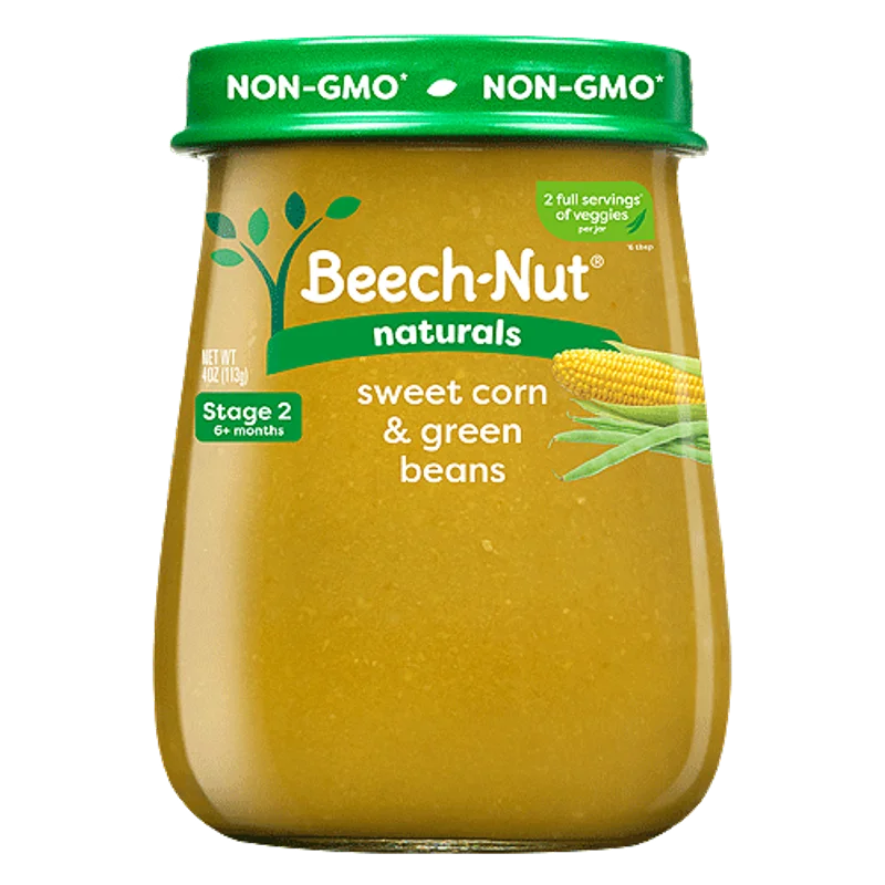 Beech-Nut Naturals Stage 2 Sweet Corn & Green Beans, 4 oz jar