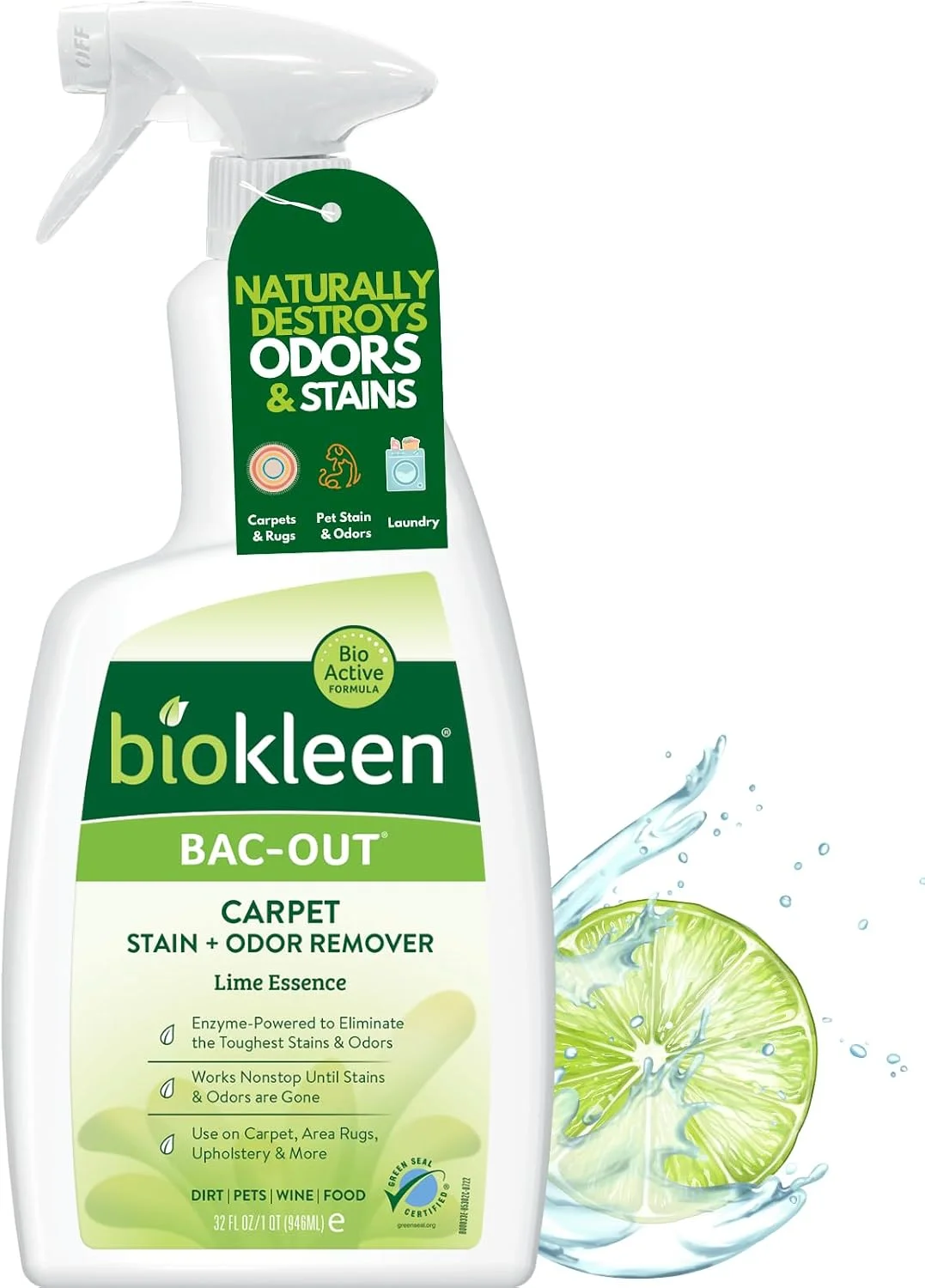 Bac-Out Enzyme Cleaner Spray, Stain & Odor Remover (32 oz)