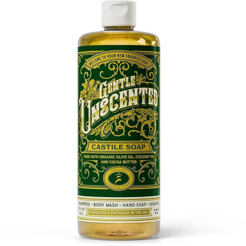 Carolina Castile Soap Gentle Unscented Liquid Castile Soap, 32 oz