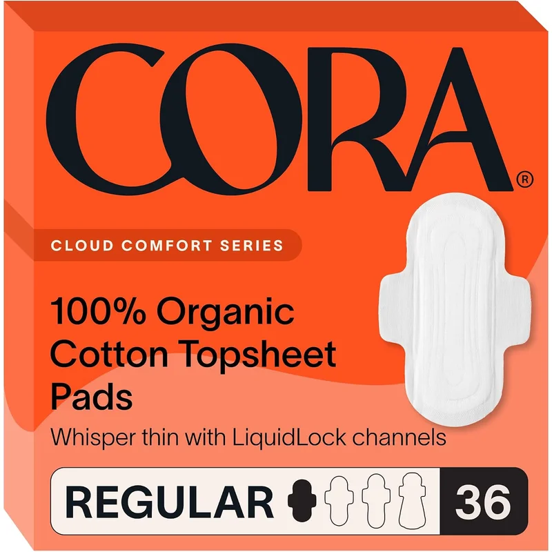 Cora Organic Cotton Topsheet Pads, Regular