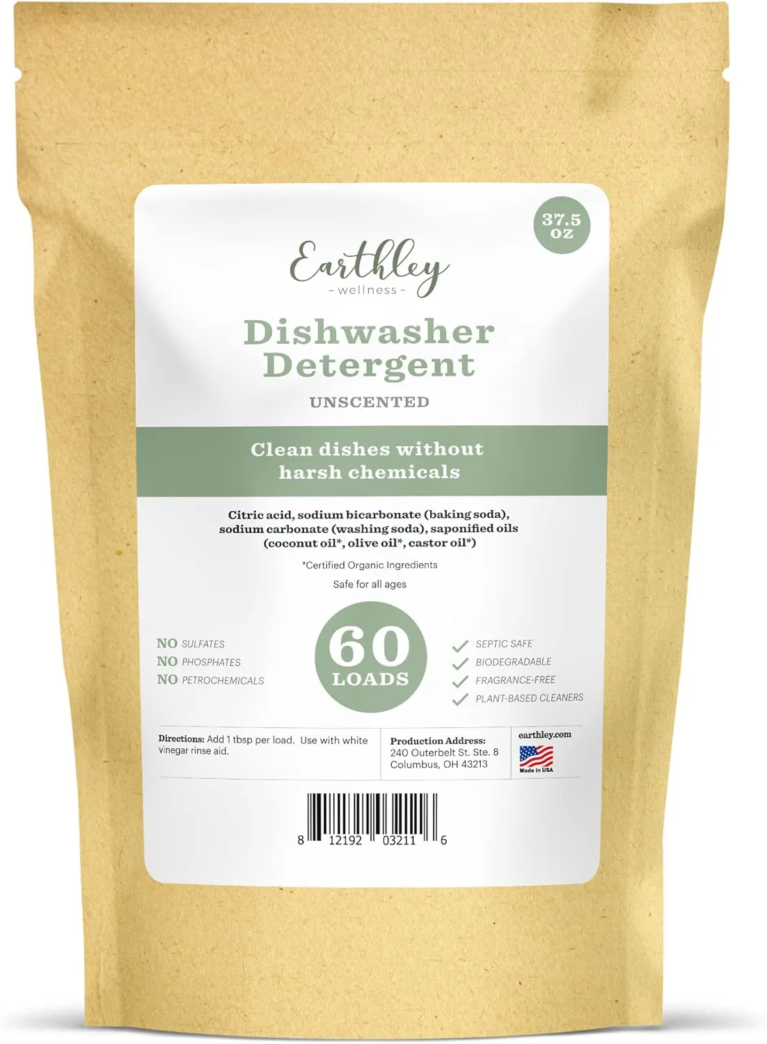 Dishwasher Detergent Unscented (60 loads, 37.5 oz)