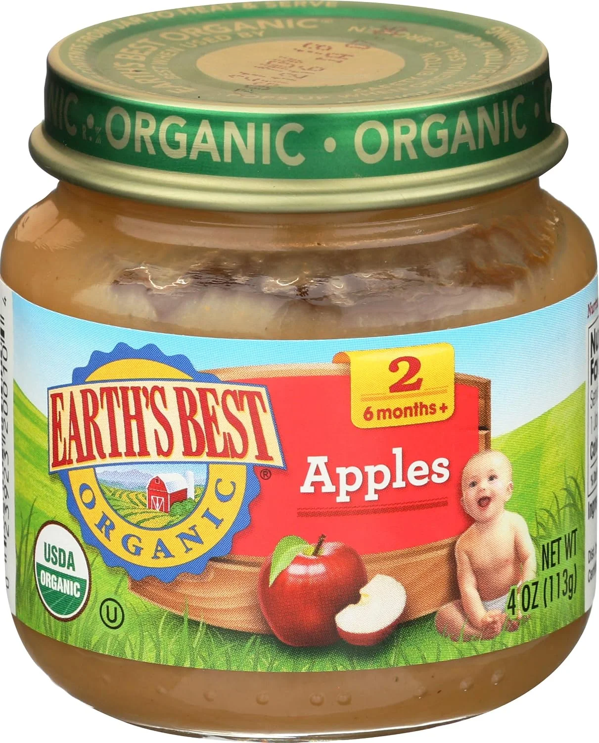 Earth's Best Organic Stage 2 Apples, 4 oz jar