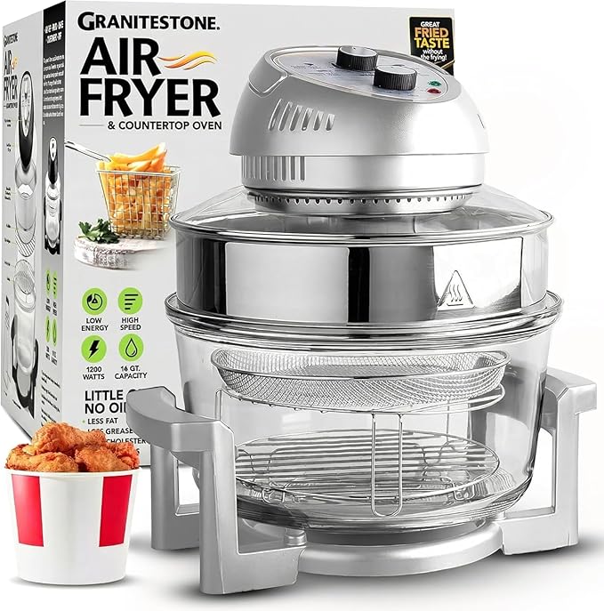 Granitestone Big Boss 16Qt Large Glass Air Fryer
