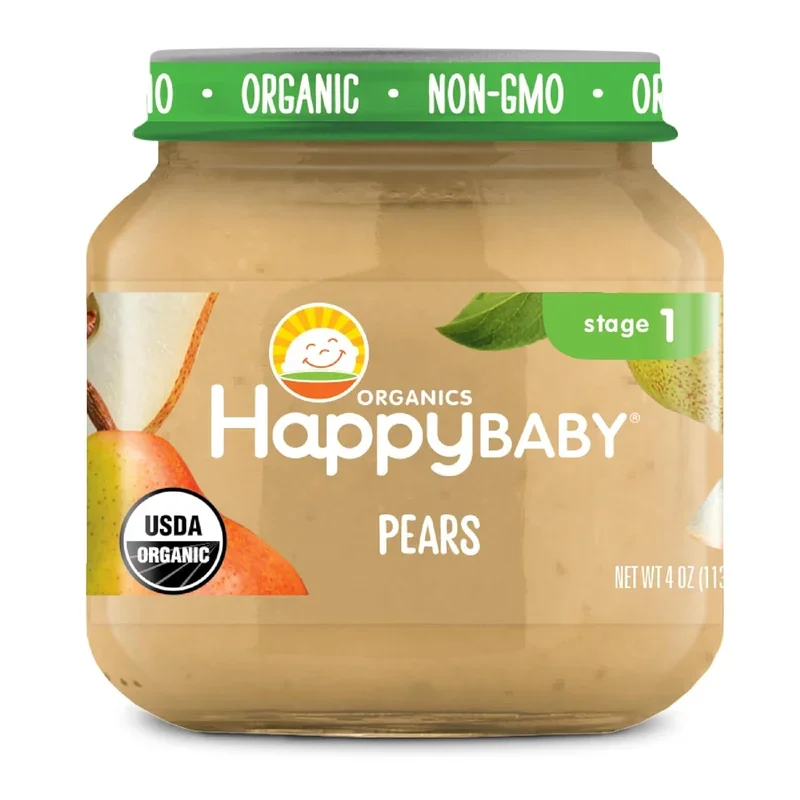 Happy Baby Organics Clearly Crafted Stage 1 Pears, 4 oz glass jar