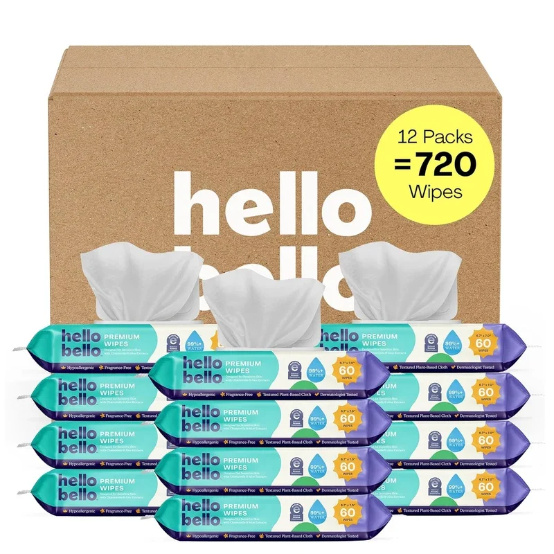 Hello Bello Premium Fragrance-Free Baby Wipes (chamomile & aloe)