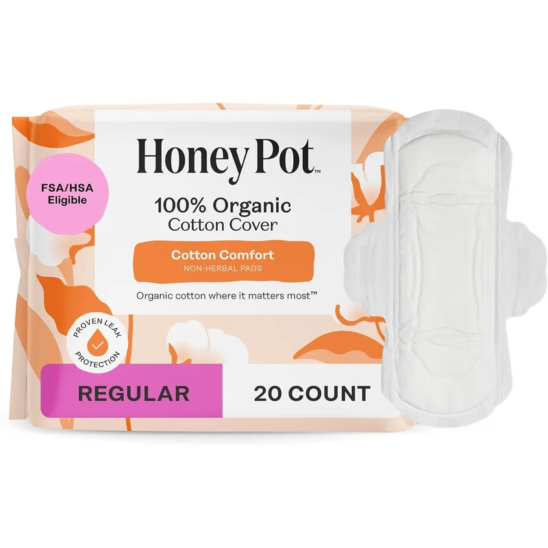 The Honey Pot Cotton Comfort Regular Pads (Non-Herbal)
