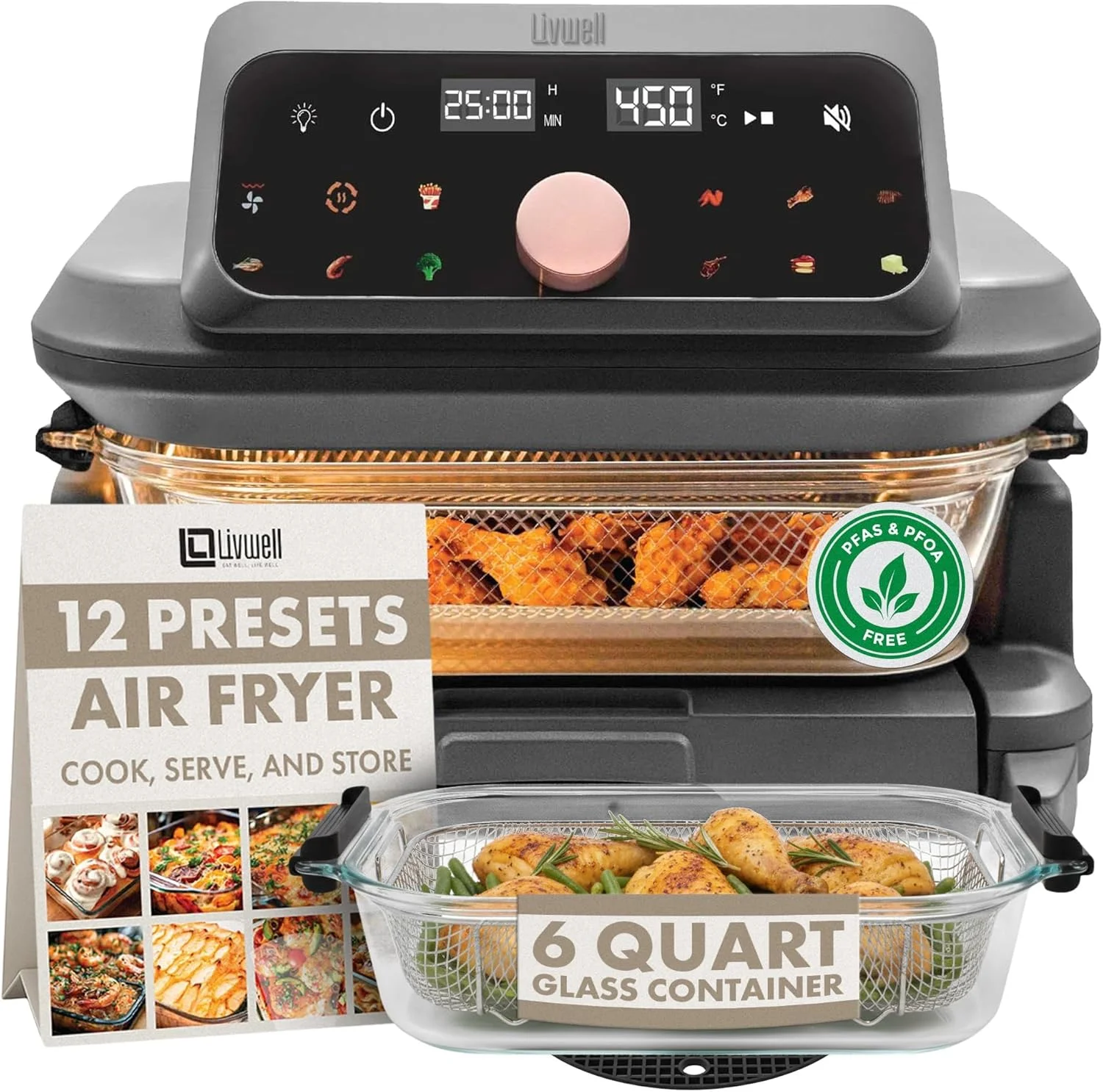 Livwell 6 Quart Glass Container Air Fryer