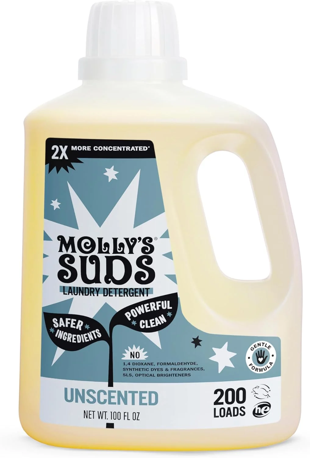 Molly's Suds Liquid Laundry Detergent 2x Concentrated Unscented (200 loads)