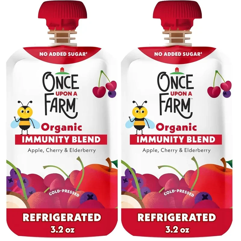 Once Upon a Farm Organic Apple, Cherry & Elderberry Immunity Blend, 3.2 oz pouch