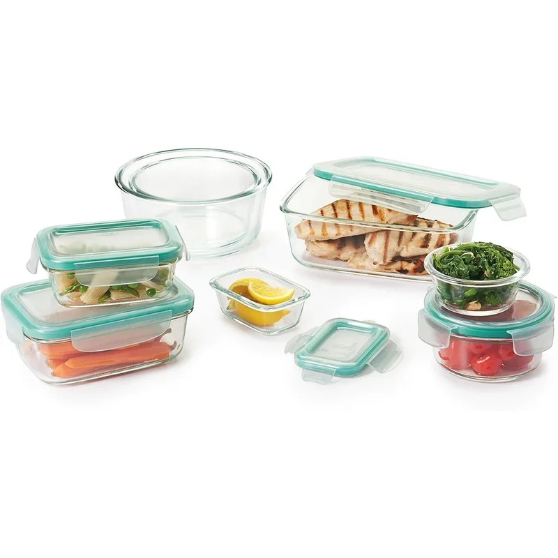 OXO Good Grips 16 Piece Smart Seal Leakproof Airtight Glass Food Storage Container Set