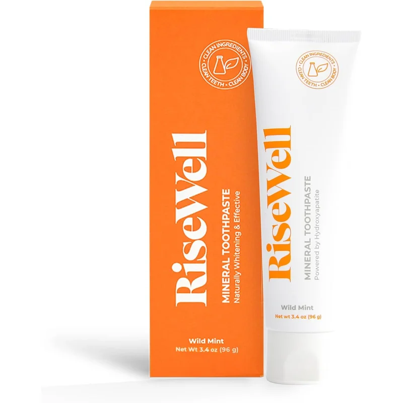 RiseWell Mineral Toothpaste, Natural Mint (micro-hydroxyapatite 10%, fluoride-free, SLS-free)