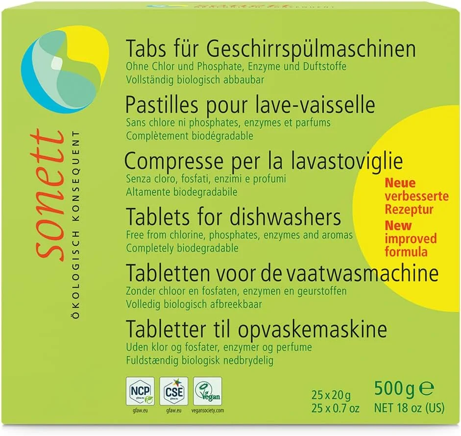 Organic Dishwasher Tablets (25 ct, no fragrance/enzymes/chlorine/phosphates)